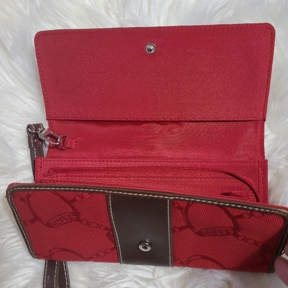CHAPS Red Wristlet Snap Close Wallet with Silver Embellishment - Picture 3 of 7